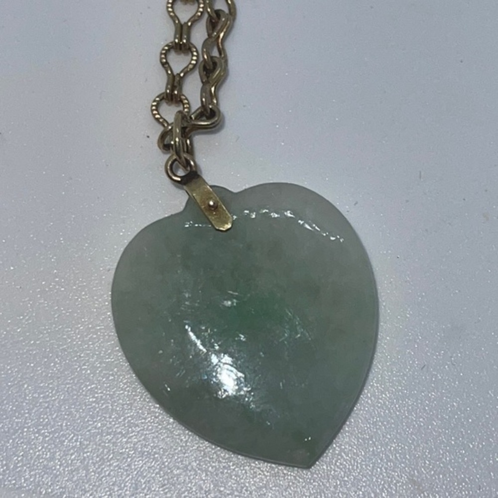 Jade Heart On Plated Chain